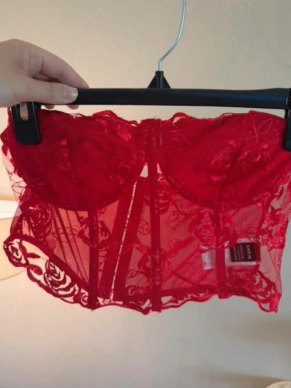 Red Lace Bustier Corset Top - Women
